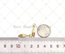 Load image into Gallery viewer, Fuchsia CZ Micro Pave Leaf Shape Pendant, 18K Gold Filled Leaf Charm, Necklace Bracelet Charm Pendant, Sku#LK499