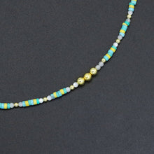 Load image into Gallery viewer, 2mm Yellow Blue white Gemstone necklace, EF570