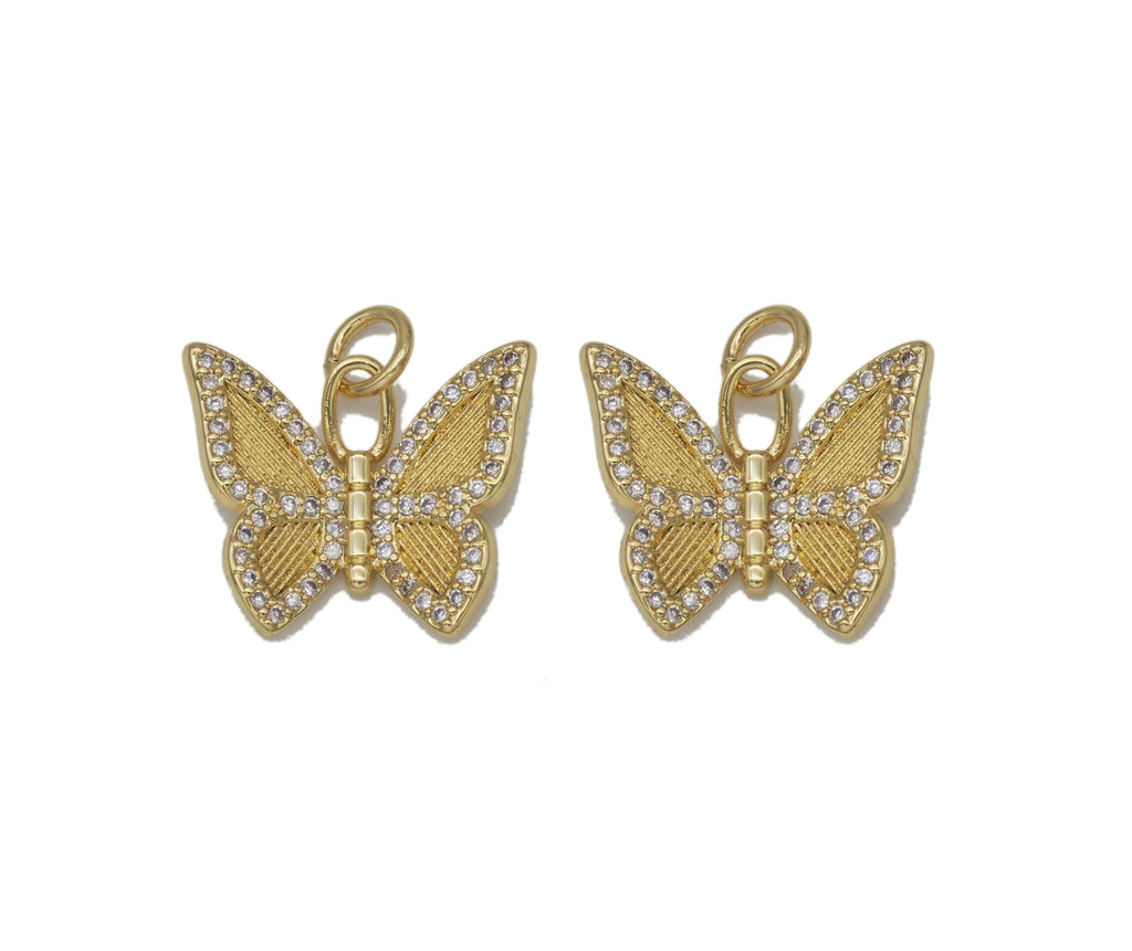 Gold CZ Butterfly Charm, Sku#L700