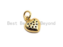 Load image into Gallery viewer, CZ Colorful Micro Pave Puffy Heart Pendant, Heart Shaped Pave Pendant, Gold plated,9x11mm, Sku#F827
