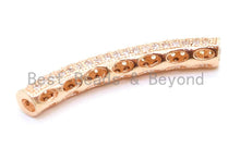 Load image into Gallery viewer, CZ Micro Pave 32x5mm Half Full Pave Tube for Bracelet/Necklace, Cubic Zirconia Separator Tube, Tube Beads, sku#G7