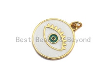 Load image into Gallery viewer, Enamel Round with Evil eye charm, Black White Enamel Pendant, Enamel eye charm, protection eye jewelery, 18x21mm,skuZ406