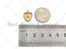 Load image into Gallery viewer, Gold Filled Flower on Heart Shape Pendant, Micro Pave CZ 18K Gold Filled Charm, Necklace Bracelet Charm Pendant,13x15mm,Sku#Z1354