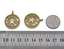 Load image into Gallery viewer, Gold CZ Five Point Star On Hollow Out Round Charm, Sku#L694