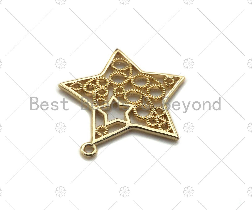 Filigree Gold Lacy Charm, Oval/Teardrop/Star/Heart Diamond Shape Brushed Gold Charm, Wire Charm, sku#CP11C