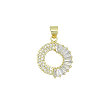 Load image into Gallery viewer, Baguette CZ Gold Round Donut Ring Charm Pendant, Sku#LK1072