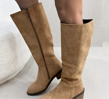 Load image into Gallery viewer, Women's Suede Knee-High Boots | Side Zipper Mid-Heel | Knee High Boots for Women