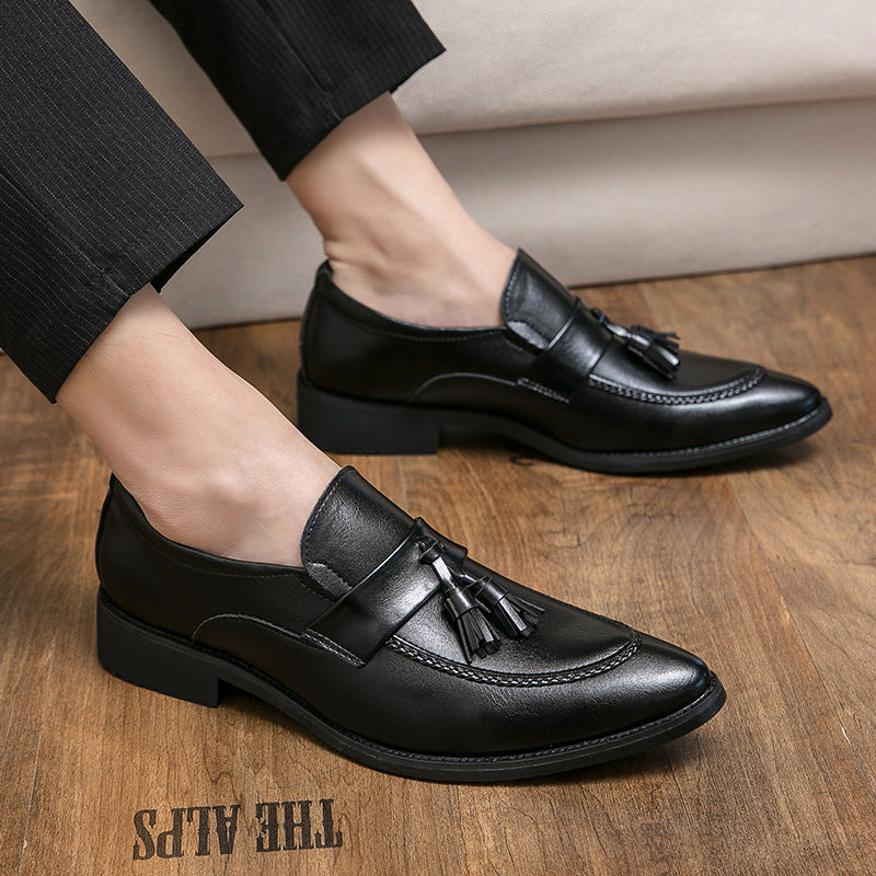 Men's British Tassel Dress Shoes | Pointed Toe PU Leather Business Loafers