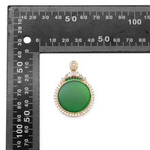 Load image into Gallery viewer, CZ Round Green Jade Pendant, Sku#LX346