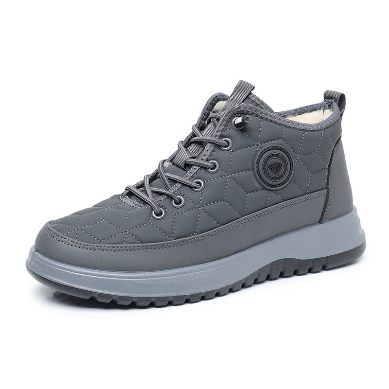 Men's Fleece-Lined Insulated Snow Boots – Lace-Up Casual Athletic Shoes
