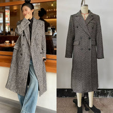 Load image into Gallery viewer, Womens British-style Commuter Herringbone Loose Wool Coat