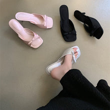 Load image into Gallery viewer, Women's Bow-Tie Square-Toe Stiletto Sandals - Elegant Open-Toe Heels