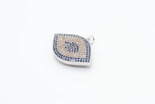 Load image into Gallery viewer, CZ Cobalt Micro Pave Marquise Evil Eyes Pendant, Cubic Zirconia Pendant,32x28mm,sku#F31