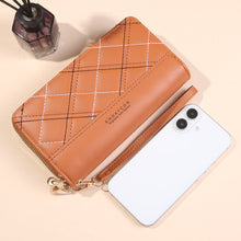 Load image into Gallery viewer, Women's Large Capacity Double Zipper Long Wallet – Quilted PVC Bifold Purse