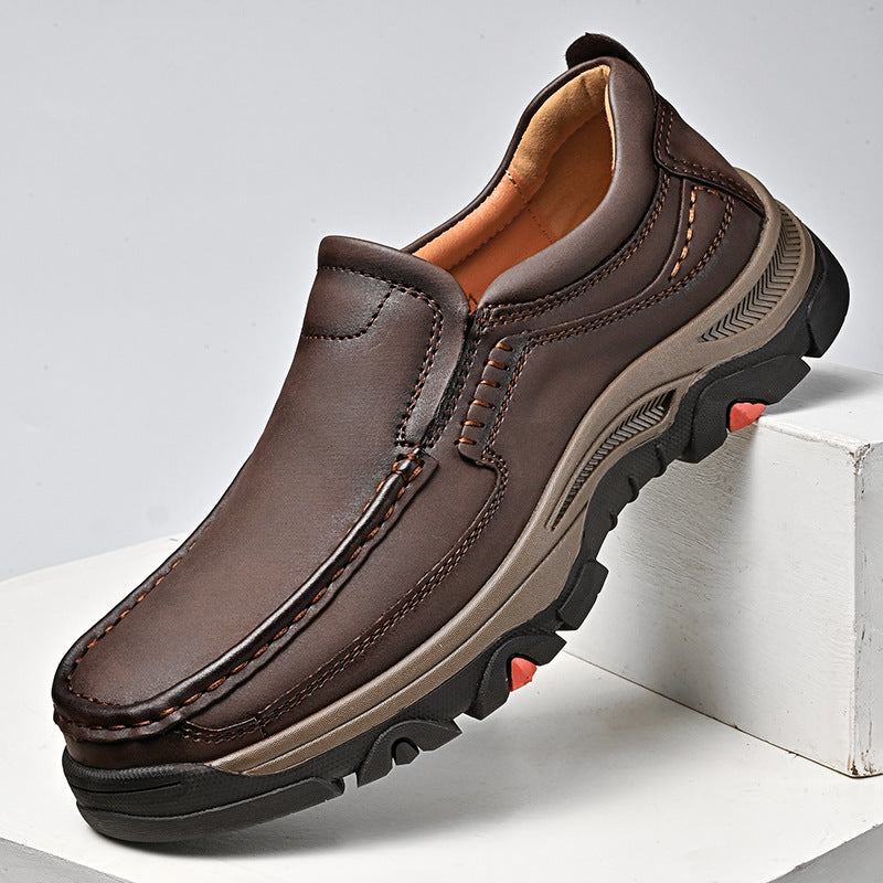 Men's Premium Leather Slip-On Casual Shoes - Lightweight Comfort Loafers