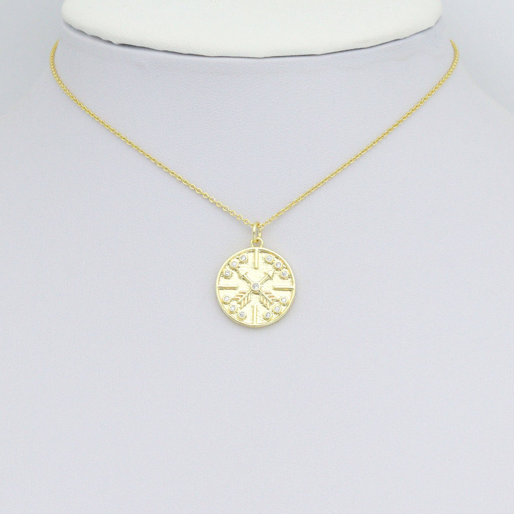 Gold Silver Arrows On Round Coin Charm Pendant, Sku#L724