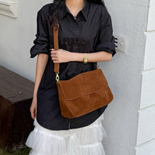 Load image into Gallery viewer, Fragrant Consort Women's Genuine Leather Crossbody Shoulder Bag – Velvet Patchwork Streetwear Handbag