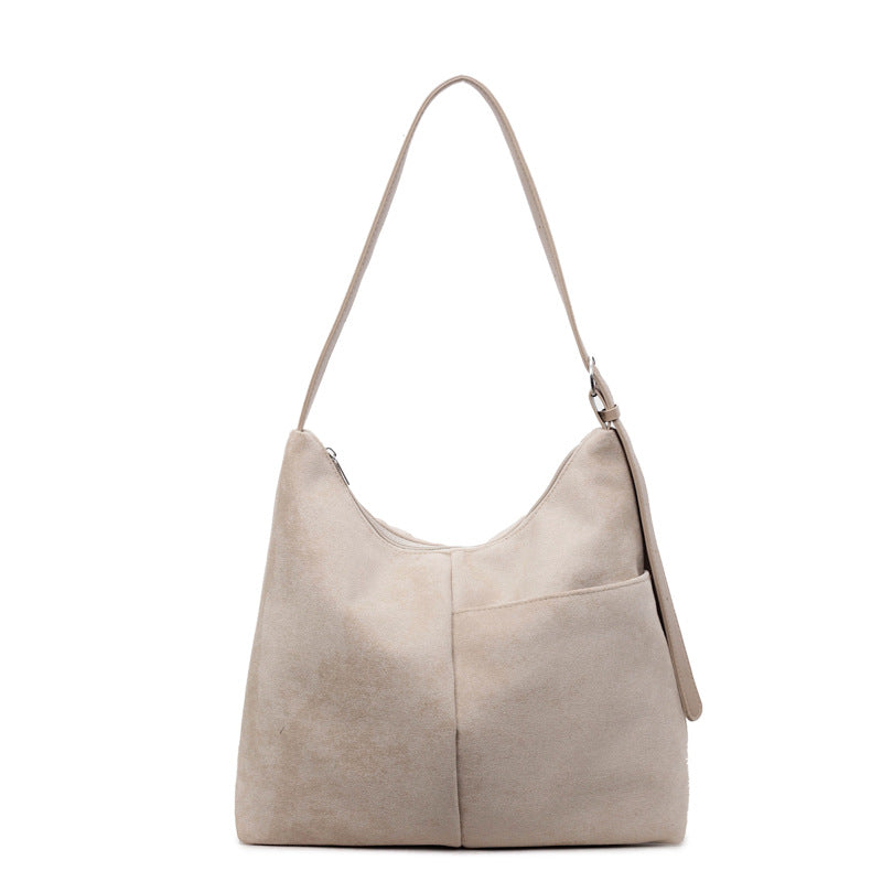 Suede-Look High-Capacity Crossbody Bag – Versatile Everyday Shoulder Bag for Women
