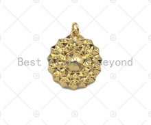 Load image into Gallery viewer, Dainty Gold Round Emblem Shape Charms, Dainty Charms, Gold Pendant, Round Necklace Charms, 20x22mm, Sku#F1324