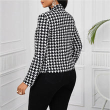 Load image into Gallery viewer, Autumn Winter Houndstooth Blazer Long-Sleeve Cardigan Coat