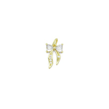 Load image into Gallery viewer, Gold Clear Heart CZ Bowknot Charm Pendant, Sku#LK985