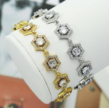 Load image into Gallery viewer, CZ Gold Silver Bezel Setting Hexagon Bracelet, Sku#B215