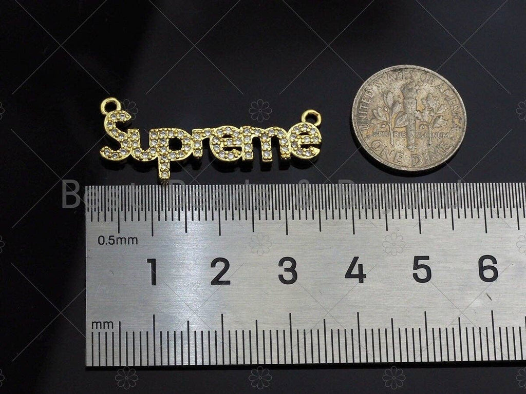 Gold Bracelet/Necklace Connector, Dainty Superme Charms, Alphabet Pendant, Gold Charm, Gold Pendant, Necklace Charms, 14x34mm, Sku#LK98