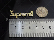Load image into Gallery viewer, Gold Bracelet/Necklace Connector, Dainty Superme Charms, Alphabet Pendant, Gold Charm, Gold Pendant, Necklace Charms, 14x34mm, Sku#LK98