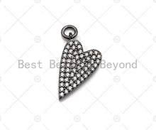 Load image into Gallery viewer, CZ Micro Pave Heart Shape Pendant,Cubic Zirconia Heart Charm, Gold/silver/black/rose gold Dangle Heart Charm, 9x16mm,sku#ML24