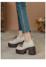 Load image into Gallery viewer, Chunky-Sole Lace-Up Loafers With Thick Chunky Heel | Women's Platform Shoes