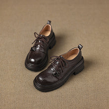 Load image into Gallery viewer, Women's Platform Oxford Shoes | Handmade Full-Grain Sheepskin Chunky Heel Lace-Up Brogues