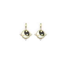 Load image into Gallery viewer, Black white Gold Star Coin Charm, Sku#LX285