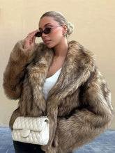 Load image into Gallery viewer, Women's Pure Color Versatile Faux Fur Collar Long Sleeve Coat Plus Size Outerwear