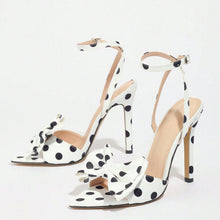 Load image into Gallery viewer, Elegant Silk Polka-Dot Pointed-Toe High Heels with Bow Detail | Women's Extra-High Heel Pumps