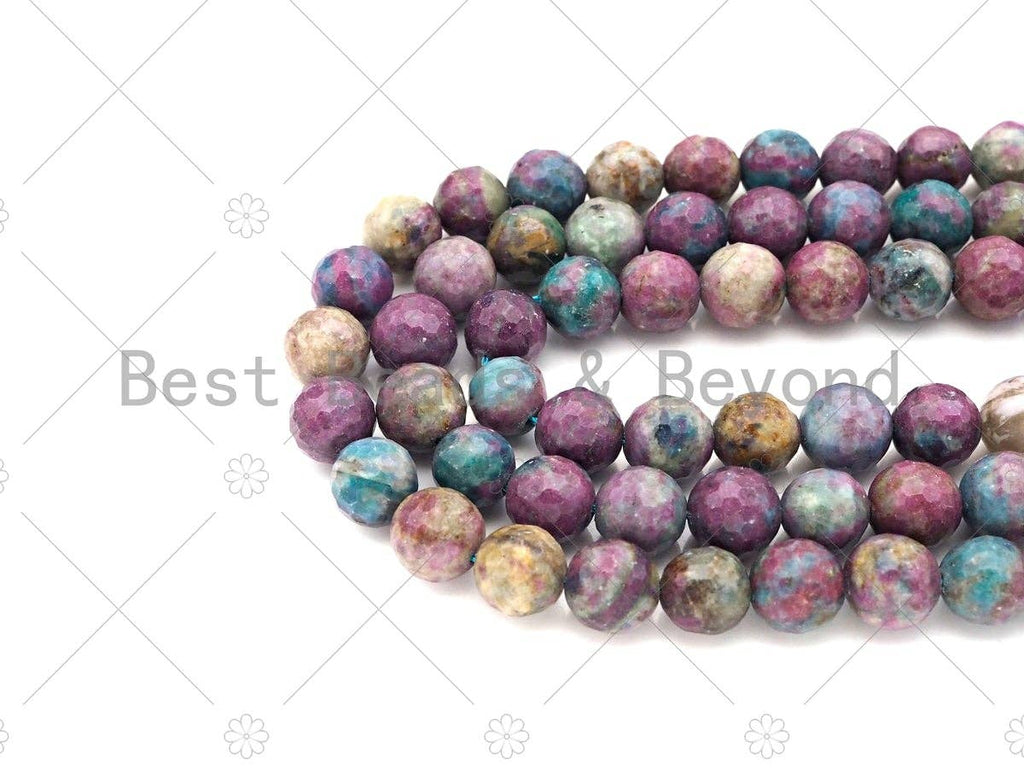 High Quality Genuine Red Corundum Faceted Round Beads, 6mm/8mm/10mm Natural Corundum, 15.5'' Full Strand, SKU#U1070