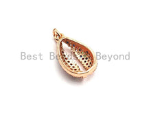 Load image into Gallery viewer, CZ Rainbow Micro Pave Pendant,CZ Paved Cowire Shell Shape Charm, Gold/Silver/Rose Gold/Black Cowire Pendant, 18x11mm, Sku#F747