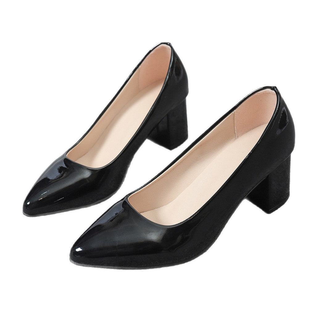 French-Style Pointed Toe Low Heel Slip-On Shoes
