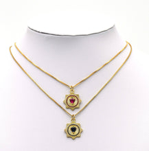 Load image into Gallery viewer, Blue Fuchsia CZ Spike Heart Coin Charm, Sku#LX44