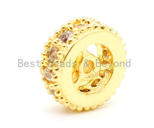Load image into Gallery viewer, CZ Micro Pave Spacer Beads, Cubic Zirconia Wheel Round Spacer Beads, 6x3mm, 8x3mm, sku#G80
