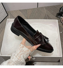 Load image into Gallery viewer, Women's Pointed-Toe Tassel Loafers - Slip-On Chunky Heel Shoes in Plus Sizes