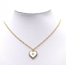 Load image into Gallery viewer, Gold Colorful CZ Enamel Blue Heart Charm, Sku#LK719