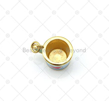 Load image into Gallery viewer, Gold Heart on Colorful Enamel Coffee Cup Shape Pendant, 18K Gold Filled Cup Charm,Necklace Bracelet Charm Pendant, 17x14mm,Sku#LK492