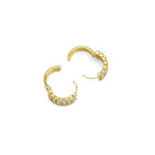 Load image into Gallery viewer, Gold Silver Baguette CZ Round Hoop Earrings, Sku#A131
