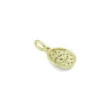 Load image into Gallery viewer, Hammered CZ Pave Evil Eye Coin Charm Pendant, Sku#LX575