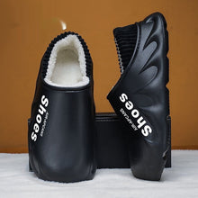Load image into Gallery viewer, Men's Fleece-Lined Waterproof EVA Slippers - Non-Slip Indoor House Shoes with Faux Fur Lining