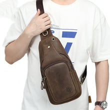 Load image into Gallery viewer, Men's Retro Genuine Leather Sling Bag – Full-Grain Cowhide Chest Crossbody Bag