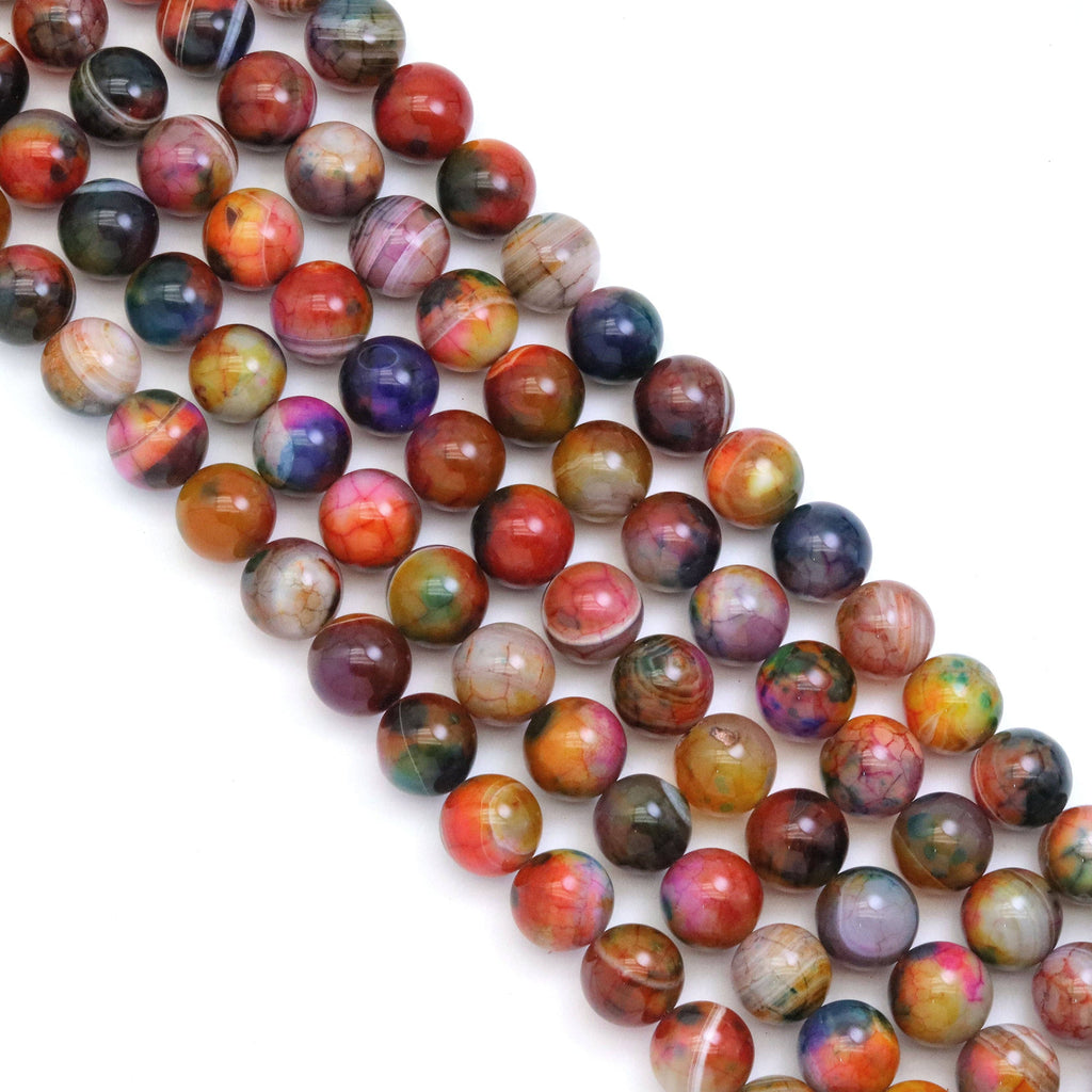 14mm Orange Green Agate Round Smooth Beads, Sku#U1847