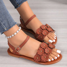 Load image into Gallery viewer, Women's Retro Floral Flat Sandals | Buckle Round-Toe Beach Shoes