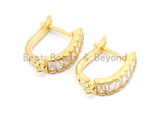Load image into Gallery viewer, 1Pair/3Pairs CZ Micro Pave Latch Back Earring, Lever back Earring, Gold, Silver black, Huggie Ear wire,sku#J10