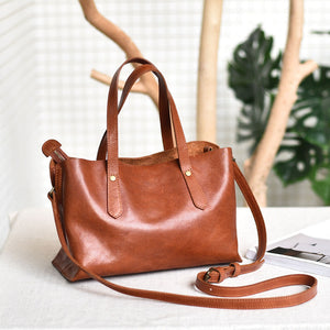 Women's Vintage Soft PU Leather Shoulder Bag | Everyday Commuter Handbag | Coffee & Brown